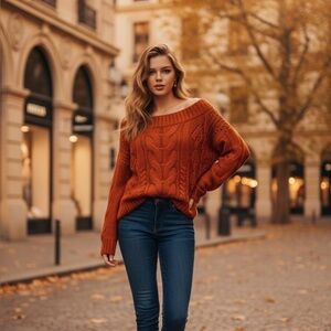 Ebby Andi Women’s Sweater Crop Top Orange Size M Used